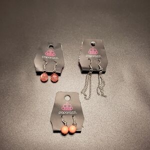 new opened packages paparazzi silver tone dangling earrings lot of 3